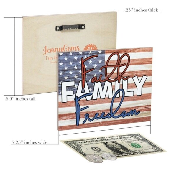 JennyGems Patriotic Decorations, 4th of July Decor, Wooden Sign for Wall NEW!! - Picture 2 of 11